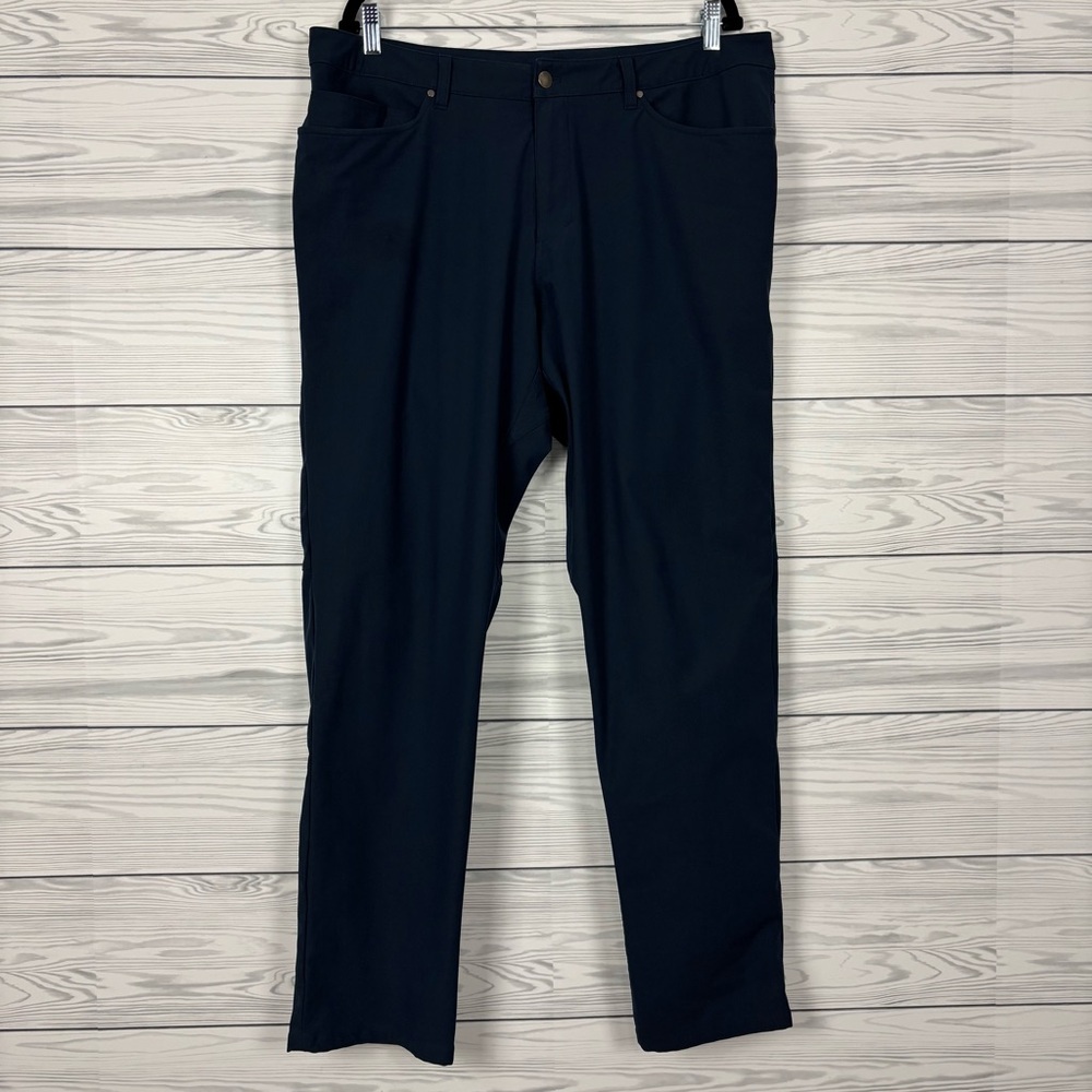 Lululemon Men’s ABC Relaxed-Fit Pants Warpstreme True Navy Size 38 - Picture 2 of 8